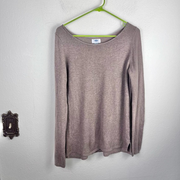 Old Navy Sweaters - Old Navy Brown Boat Neck Lightweight Cotton Blend Sweater Medium